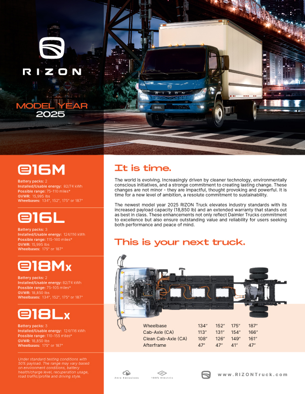2025 Rizon Truck Spec Sheet